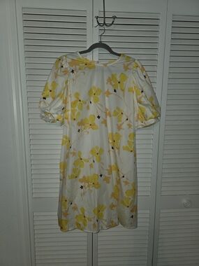 a new day White Dress with Yellow Floral Print